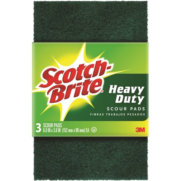 3M Scotch-Brite Heavy Duty Scouring Pad For All Purpose 6 in. L , 3PK 223-10
